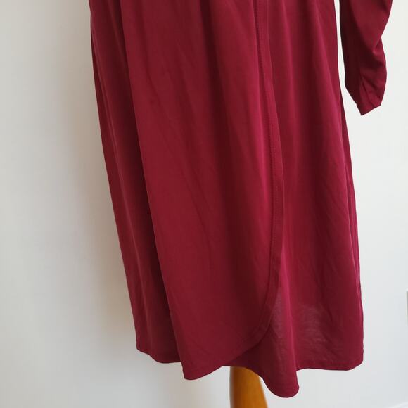 ModCloth Knit On The Town Dress Faux Wrap Midi Jersey Stretch Women Medium - Picture 7 of 14